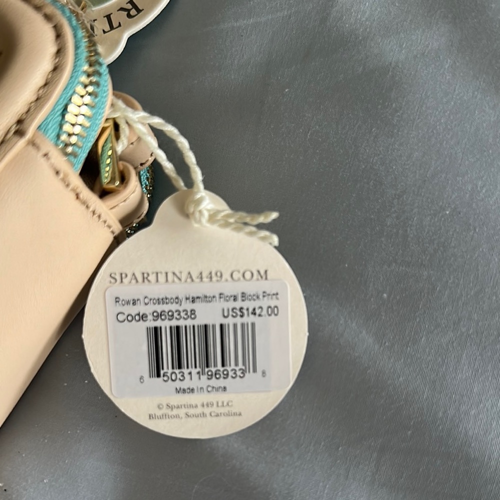 Spartina 449 Tan and Green Botanical Crossbody Bag - Picture 2 of 7